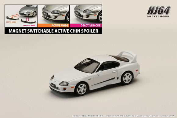 Toyota Supra RZ (JZA80) with Active Spoiler Parts (Super White II) - HOBBY JAPAN - 1:64