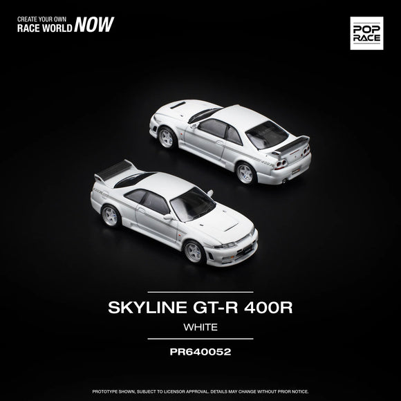 Nissan Skyline GT-R (R33) Nismo 400R (White) - Pop Race - 1:64
