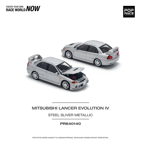 Mitsubishi Lancer Evolution IV (Steel Silver Metallic) - Pop Race - 1:64