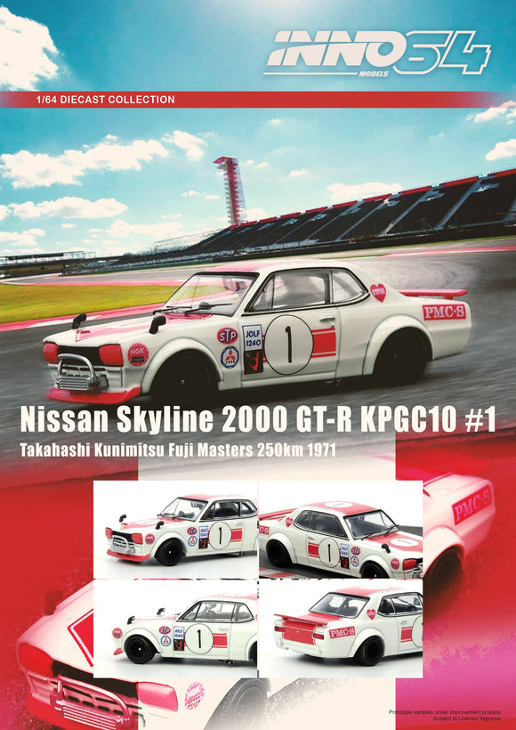 Nissan Skyline 2000 GT-R (KGC10) #1 Takahashi Kunimitsu Fuji Masters 250km 1971 - INNO64 - 1:64
