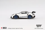 Porsche 911 (992) GT3 RS Weissach Package (LHD) (White with Indigo Blue) - MINI GT - 1:64 Modellauto 1/64