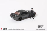 Nissan Skyline GT-R (R32) (Gunmetal) with Matsuda Figure - MINI GT - 1:64