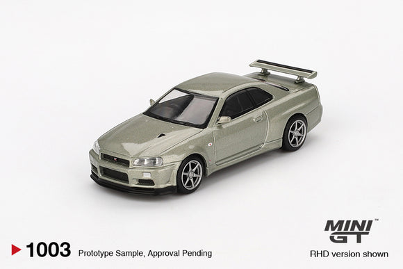 Nissan Skyline GT-R (R34) V-Spec II Nür (RHD) (Millenium Jade) - MINI GT - 1:64