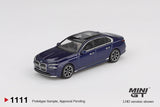 BMW i7 xDrive60 (LHD) (Tanzanite Blue Metallic) - MINI GT - 1:64 Modellauto 1/64