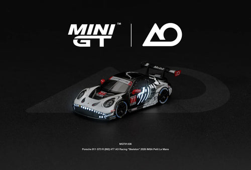 Porsche 911 (992) GT3 R #777 AO Racing "Skeleton" Rexy Petit Le Mans 2026 - MINI GT - 1:64
