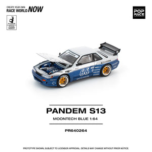 Nissan Silvia (S13) Pandem (Moontech Blue) - Pop Race - 1:64
