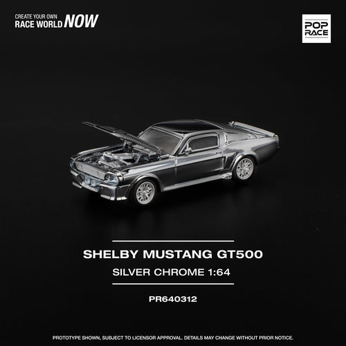 Ford Mustang Shelby GT500 (Silver Chrome) - Pop Race - 1:64 - Modelcars Passion