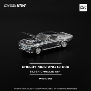 Ford Mustang Shelby GT500 (Silver Chrome) - Pop Race - 1:64