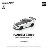 Honda S2000 Pandem Softtop (White/Carbon Hood) - Pop Race - 1:64 Modellauto 1/64