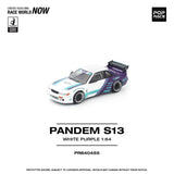 Nissan Silvia (S13) Pandem (White/Purple) - Pop Race - 1:64 Modellauto 1/64