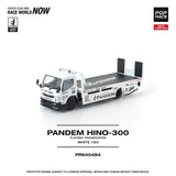 Fuso 300 Pandem Flatbed Transporter (White) - Pop Race - 1:64 Modellauto 1/64
