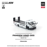 Fuso 300 Pandem Flatbed Transporter (White) - Pop Race - 1:64 Modellauto 1/64