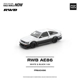 Toyota AE86 RWB (White/Black) - Pop Race - 1:64 Modellauto 1/64