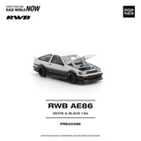 Toyota AE86 RWB (White/Black) - Pop Race - 1:64 Modellauto 1/64