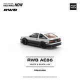 Toyota AE86 RWB (White/Black) - Pop Race - 1:64 Modellauto 1/64