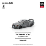 Nissan Skyline GT-R (R32) Pandem (Gun Metal) - Pop Race - 1:64 Modellauto 1/64