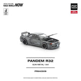 Nissan Skyline GT-R (R32) Pandem (Gun Metal) - Pop Race - 1:64 Modellauto 1/64