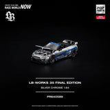 Nissan GT-R LB-Works 35 Final Edition (Silver Chrome) - Pop Race - 1:64 Modellauto 1/64