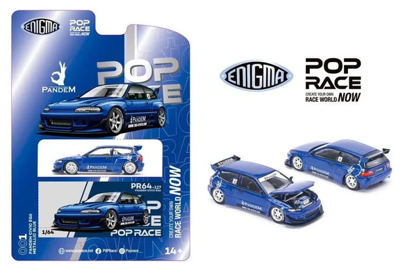 Honda Civic EG6 Pandem (Metallic Blue) - Pop Race - 1:64