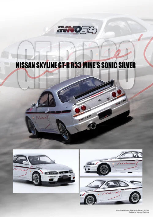 Nissan Skyline GT-R N1 (R33) tuned by Mine's (Silver) - INNO64 - 1:64