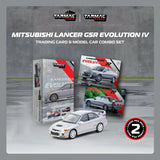 Mitsubishi Lancer GSR Evolution IV (Silver) with 1 card pack - Tarmac Works - 1:64 Modellauto 1/64
