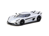 Koenigsegg Regera (Silver Metallic) + Trading Cards Combo Set - Tarmac Works - 1:64 Modellauto 1/64