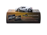 Koenigsegg CC850 (White) + Trading Cards Combo Set - Tarmac Works - 1:64 Modellauto 1/64