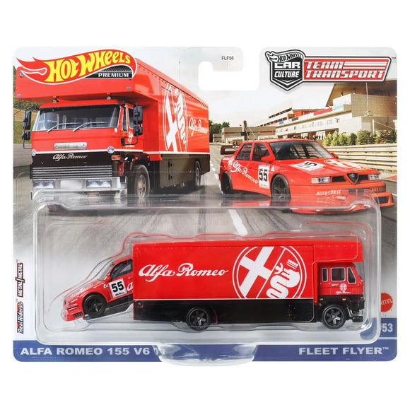 Alfa Romeo 155 V6 Ti & Fleet Flyer Team Transport - Hotwheels - 1:64