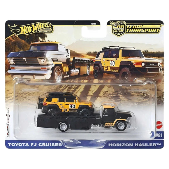 Toyota FJ Cruiser & Horizon Hauler truck Team Transport - Hotwheels - 1:64