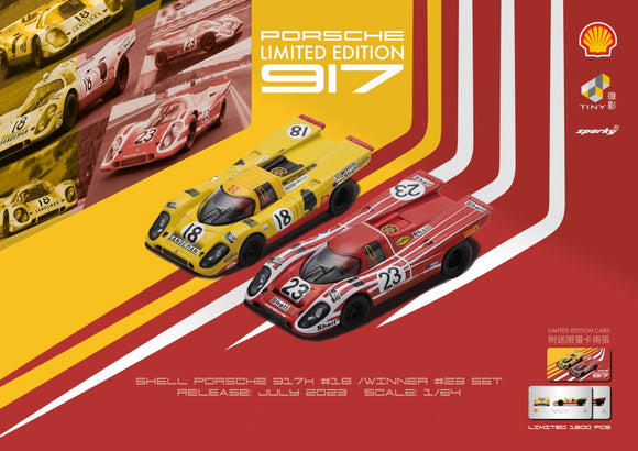 Porsche 917K Shell #18 / Winner #23 Set 24h Le Mans 1970 - SPARK - 1:64
