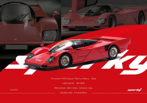 Porsche Dauer 962 Le Mans (Red) - SPARK - 1:64