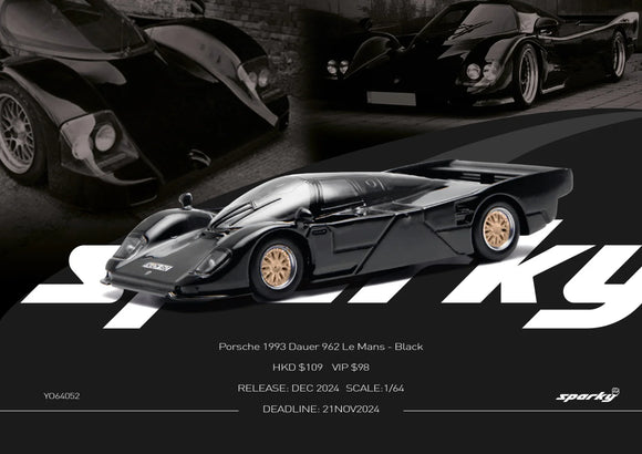Porsche Dauer 962 Le Mans (Black) - SPARK - 1:64