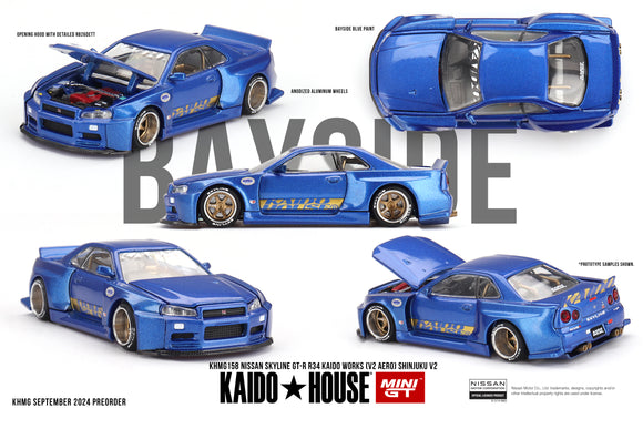 Nissan Skyline GT-R (R34) Kaido Works (V2 Aero) Shinjuku V2 - MINI GT - 1:64