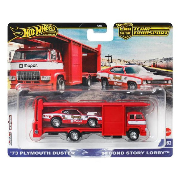 Plymouth Duster 1973 & Second Story Lorry truck Team Transport - Hotwheels - 1:64