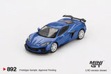 Chevrolet Corvette Z06 2023 (LHD) (Elkhart Blue Metallic) - MINI GT - 1:64
