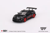Porsche 911 (992) GT3 RS (LHD) (Black with Pyro Red) - MINI GT - 1:64