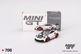 Porsche 911 (992) GT3 RS Weissach Package (LHD) (White with Pyro Red) - MINI GT - 1:64
