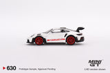 Porsche 911 (992) GT3 RS (LHD) (White with Pyro Red Accent Package) - MINI GT - 1:64