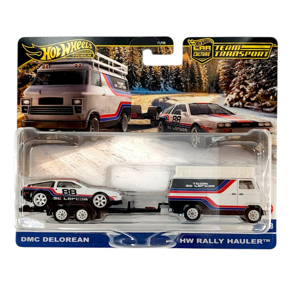 DMC De Lorean & HW Rally Hauler truck Team Transport - Hotwheels - 1:64