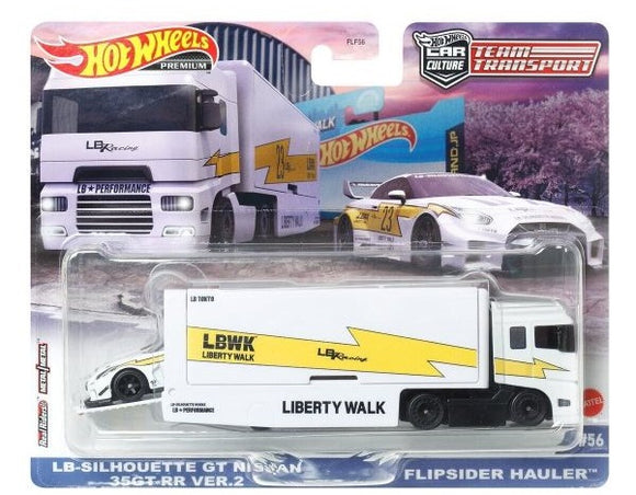 LB-Silhouette GT Nissan 35GT-RR Ver.2 & Flipsider Hauler truck Team Transport - Hotwheels - 1:64