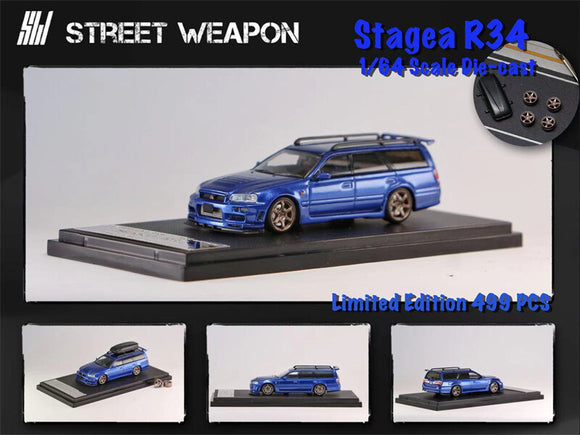Nissan Stagea R34 (Blue) - Street Weapon - 1:64