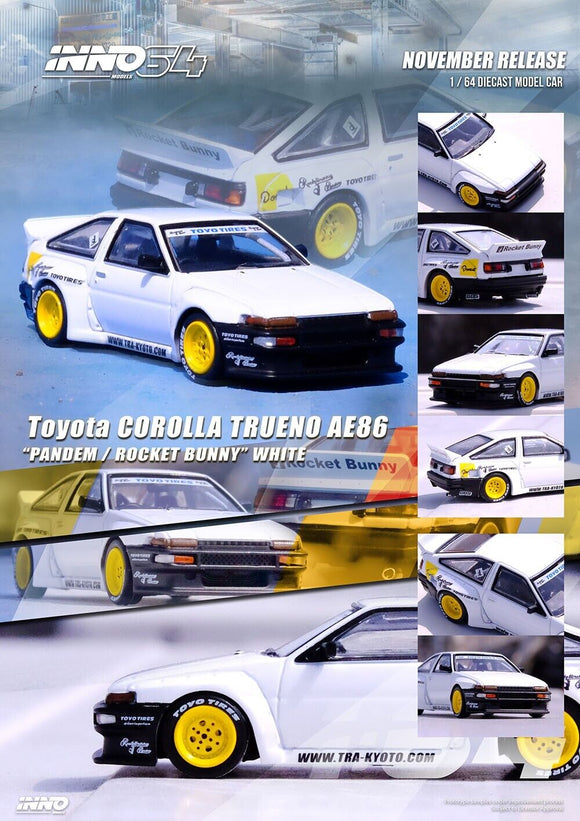 Toyota Corolla AE86 Trueno Pandem/Rocket Bunny (White) - INNO64 - 1:64