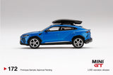 Lamborghini Urus Blu Eleos with Roof Box (LHD) - MINI GT - 1:64
