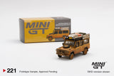 Land Rover Defender 110 Camel Trophy Winner Team UK 1989 RHD Dirty Version - MINI GT - 1:64 - Modelcars Passion