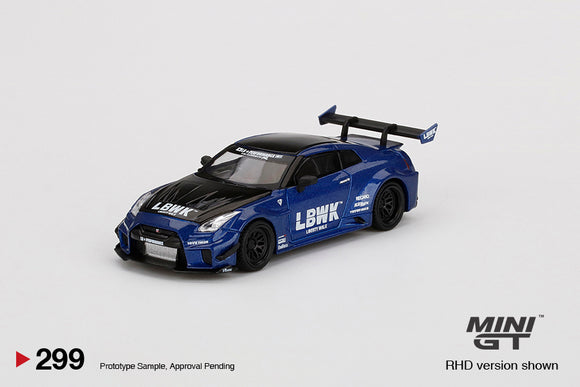 LB-Silhouette Works GT Nissan 35GT-RR Version 2 (RHD) (LBWK Blue) - MINI GT - 1:64