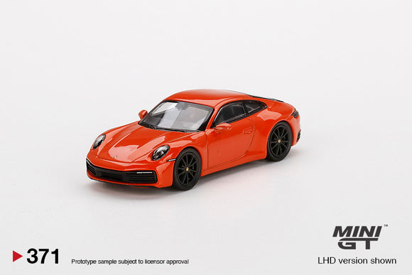 Porsche 911 Carrera 4S (992) Lava Orange (LHD) - MINI GT - 1:64