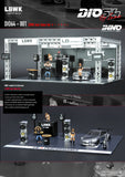 Liberty Walk Auto Salon Diorama Included Porsche 997 LBWK Chrome and 3 Figures - INNO64 - 1:64 - Modelcars Passion