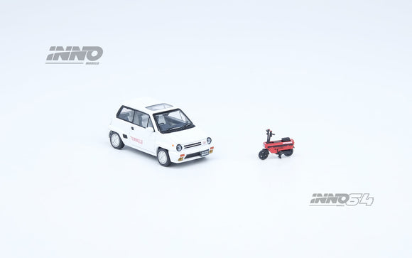 Honda City Turbo II with red Motocompo (white) - INNO64 - 1:64 - Modelcars Passion