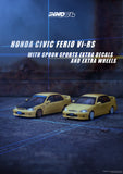 Honda Civic Ferio Vi-RS "JDM Mod Version" with extra Spoon Sports Wheels and Decals (Phoenix Yellow) - INNO64 - 1:64