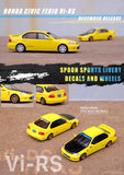 Honda Civic Ferio Vi-RS "JDM Mod Version" with extra Spoon Sports Wheels and Decals (Phoenix Yellow) - INNO64 - 1:64